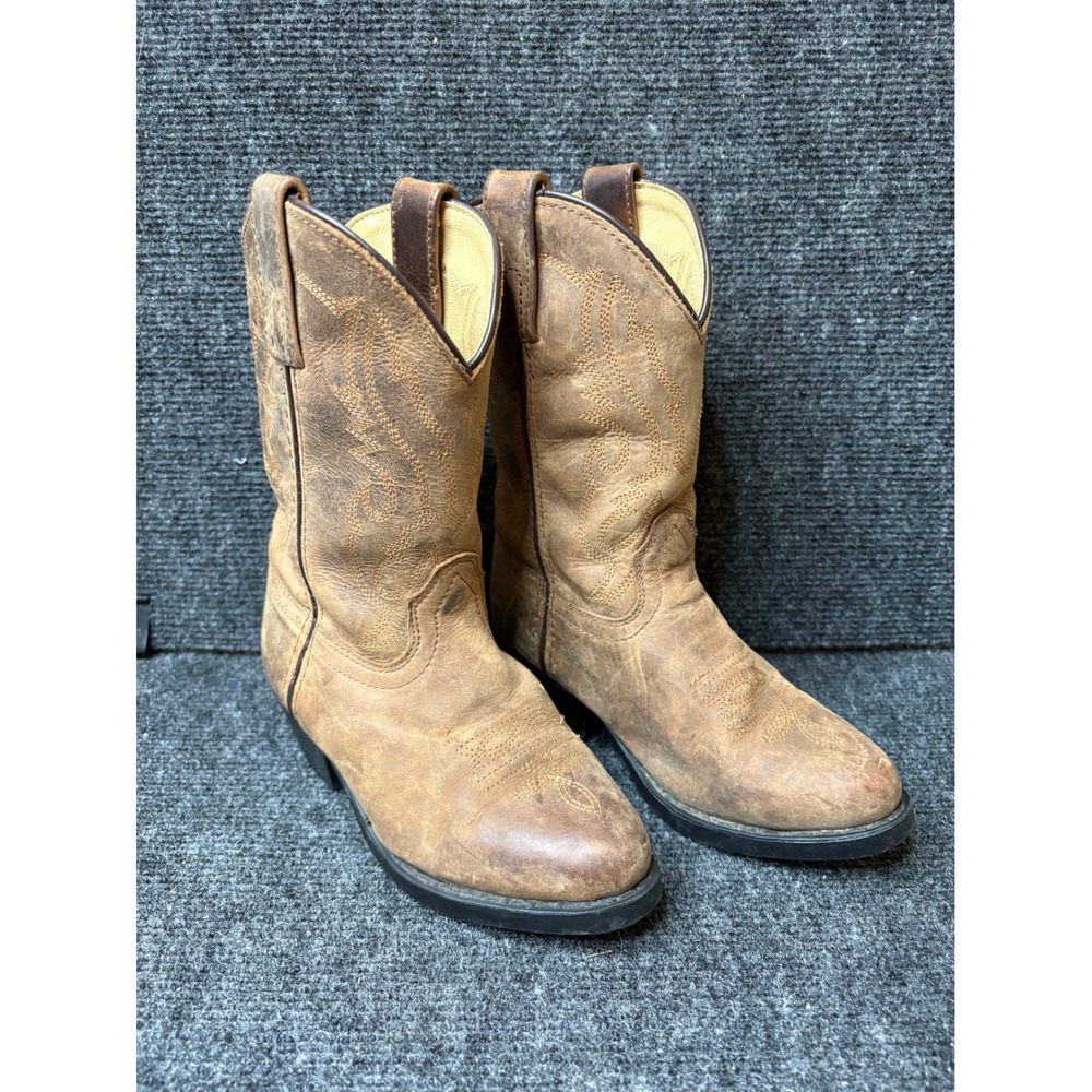 Cody James Youth Brown Leather Western Cowboy Boots Style 43034 C Size 12 D